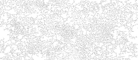 Monochrome texture composed of irregular graphic elements. Distressed uneven grunge background. Abstract vector illustration. Overlay for interesting effect and depth. Isolated on white background.