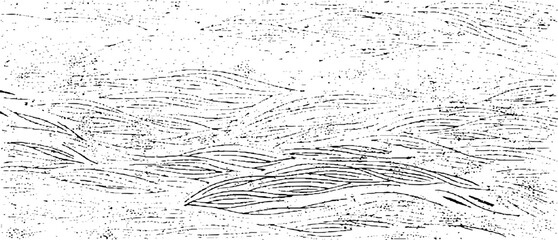 Monochrome texture composed of irregular graphic elements. Distressed uneven grunge background. Abstract vector illustration. Overlay for interesting effect and depth. Isolated on white background.