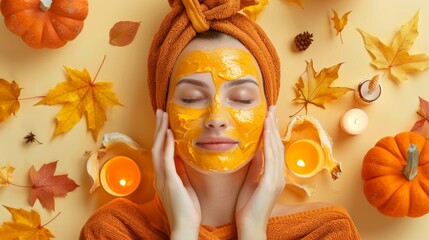 Autumn Skincare Routine with Pumpkin Enzyme Mask - Perfect for Seasonal Marketing and Promotions