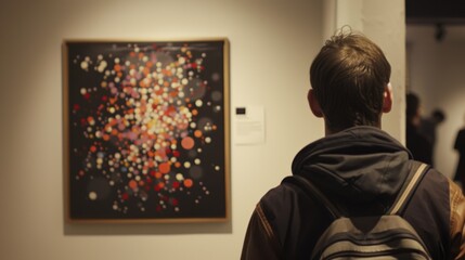 A family portrait hangs on the wall with each member represented as a different particle and their position in the atomic structure.