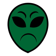 Alien green head isolated