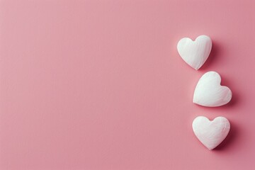 Two Heart Shaped Marshmallows on a Pink Background