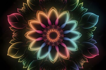 Pink Lotus Flower with light, Water Lily, Simbol of enlightenment, meditation and universe
