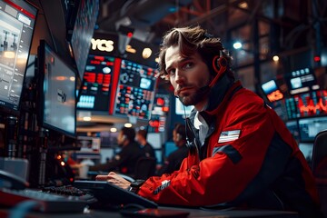 Obraz premium Equity Trader's Focus and Determination in Financial Markets