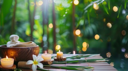 Vietnamese Spa Experience with Bamboo Massage Therapy in a Lush Green Background