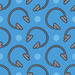 Seamless vector hand drawn pattern of headphones