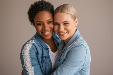 LGBTQ Pride: Interracial Lesbian Couple in Studio Photoshoot