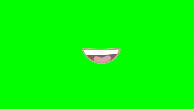 Cartoon talking simply mouth or funny face for side green screen insert, chroma key green screen motion graphics stock video 3D animation. Ultra high resolution.