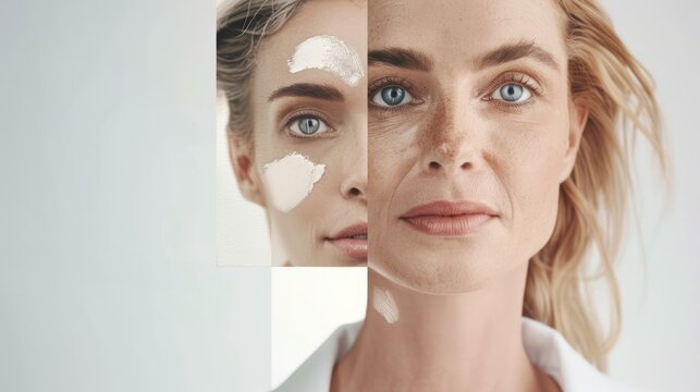 Skincare Clinic Promotional Poster Featuring Before and After Photos, Client Testimonials, and Treatment List for Spa Advertisement