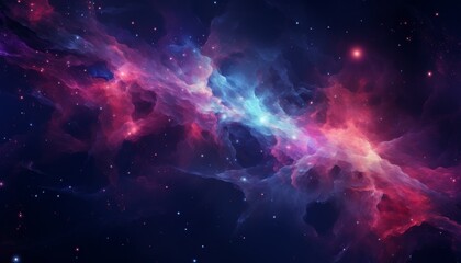 A breathtaking view of a colorful space nebula with vibrant colors and stars, showcasing the beauty and vastness of the universe.
