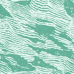 Aegean teal light soft wave linen pattern background. Broken line stripe border effect for rustic coastal marine surface design. 