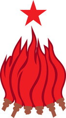 country flag on a fire