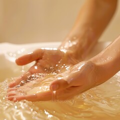 Fototapeta premium Spa Therapy: Relaxing Paraffin Wax Hand Treatment for Skincare and Rejuvenation