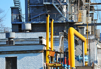 Gas pipes on factory