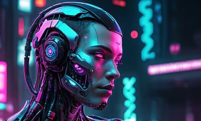 Artificial intelligence cyborg, robotic technology, futuristic robt working