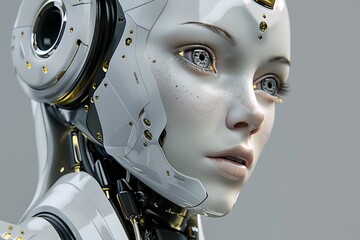 Fototapeta premium Futuristic Robot Female Portrait.