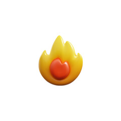 Passion and warmth 3D flame heart icon vector illustration