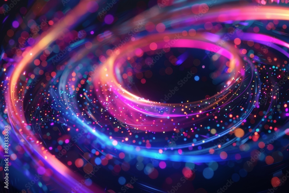 Aufkleber Colorful abstract vortex with vibrant swirls and sparkling particles, creating a dynamic and mesmerizing visual effect.