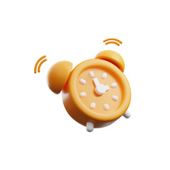 Vibrant yellow 3D alarm clock in motion vector illustration