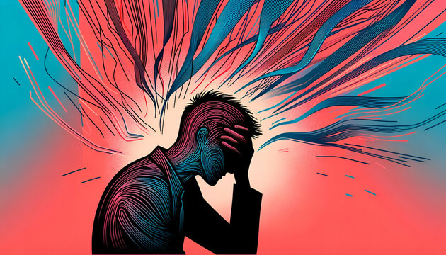 Frustration emotion, digital illustration vector art Wallpaper HD Background Generative AI