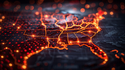 Economic data of the U.S. economy, graph, dollar, U.S. flag,generative ai