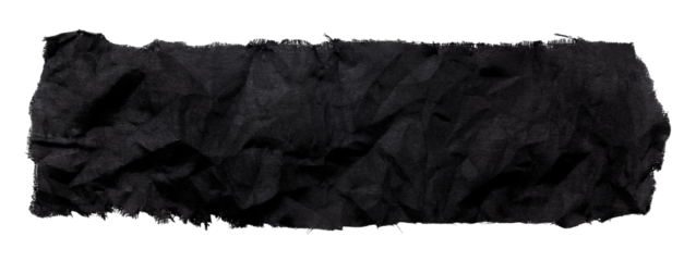 A piece of black satin fabric on a white background. Isolate a crumpled piece of fabric