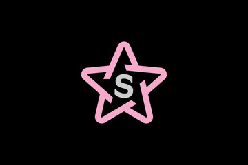 Simple Star with letter S vector logo template