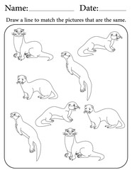 Otter Puzzle. Printable Activity Page for Kids. Educational Resources for School for Kids. Kids Activity Worksheet. Match Similar Shapes