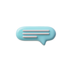 Soft blue 3D speech bubble icon vector illustration