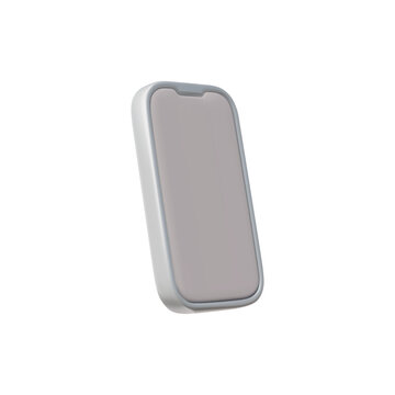 Mobile smartphone with white empty screen 3D vector, render volume mobile phone display mockup isometric gadget device