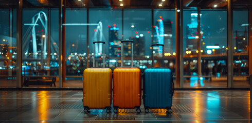 Three Pieces of Luggage by Window