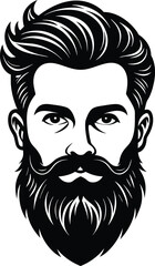 beard man logo, Stylish barber shop logo, Men Hairstyle Icon, 