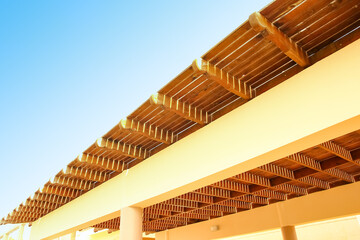 A The building is a modern structure against the backdrop of nature