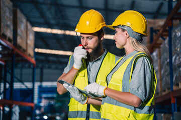 engineer or worker person team working in factory warehouse, man, manufacturing industry business...