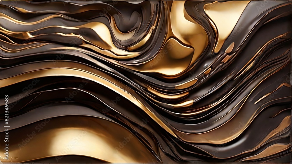 Poster a background featuring gold and black colors with abstract wavy lines creating a dynamic visual patt