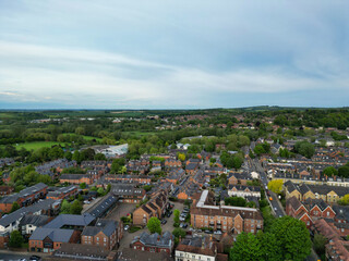 Obraz premium High Angle View of British Historical City of Winchester Central During Sunset. England United Kingdom, May 17th, 2024