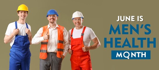 Banner for Men's Health Month with male builders