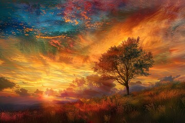 In this image, the radiant glow of the sunrise paints the sky with vibrant colors, casting a golden aura over the landscape, and filling the world with a sense of optimism