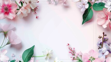 Floral Border with Pink and White Flowers