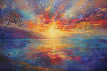 Sunlit Splendor celebrates the splendor of the sunrise, with its brilliant colors and breathtaking beauty that captivates the soul and uplifts the spirit