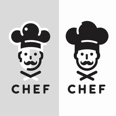 vector chef logo with a simple and minimalist style. calm colors.