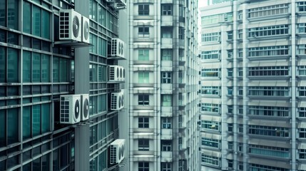 Obraz premium Air conditioners at a skyscraper