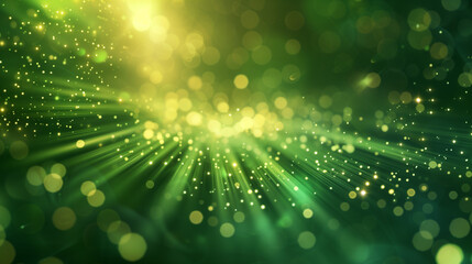Vibrant Green Background Illuminated by a Dazzling Array of Lights