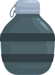 Illustration of a gray military water bottle with secure cap