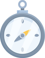 Flat design vector graphic of a traditional navigation compass with a yellow pointer