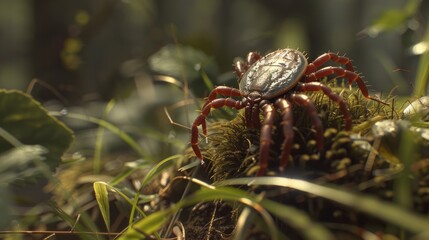 Fototapeta premium tick in its natural environment generative ai