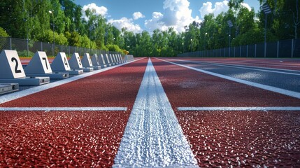 Tennis Court With Red Clay and White Lines