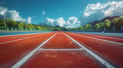 Tennis Court With Red Clay and White Lines