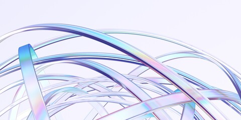 Abstract rounded lines on light background, 3d render