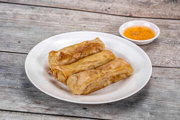 Traditional crispy fried stuffed springroll